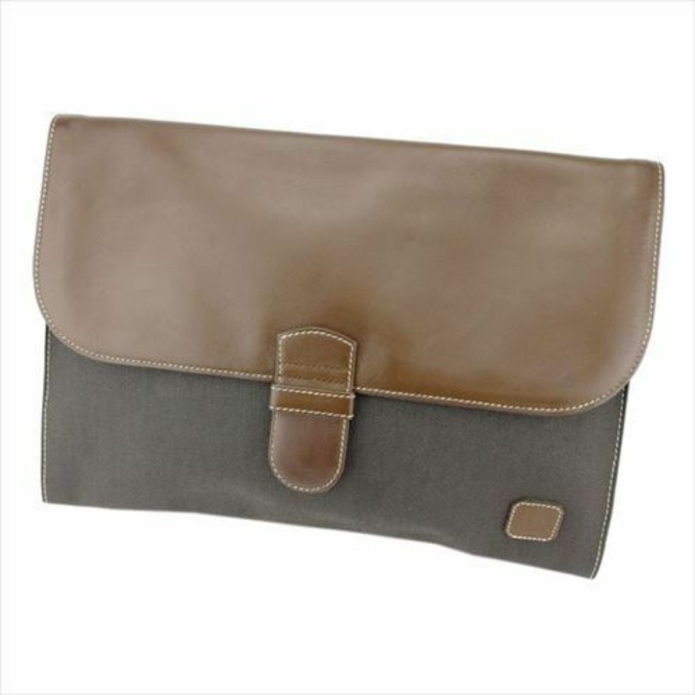 Dunhill Clutch bag Brown Black PVC leather Mens Authentic Used T8690